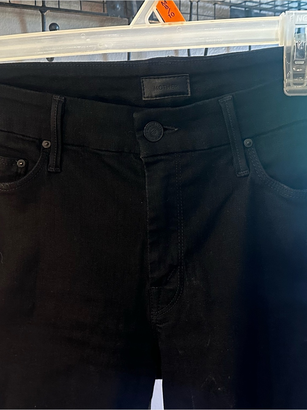 MOTHER Black Skinny Jeans with Subtle Pocket Stitch